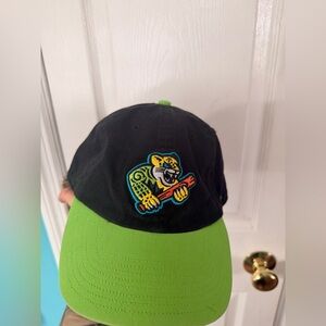 Black and Green Cap with Embroidered Tiger